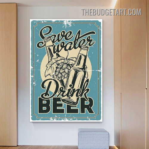 Drink Beer Quotes Vintage Poster Painting Picture Canvas Art Print for Room Wall Finery