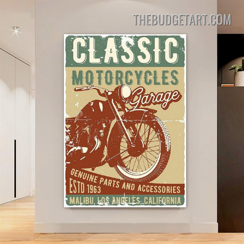 Motorcycle Garage Typography Vintage Poster Painting Picture Canvas Art Print for Room Wall Décor