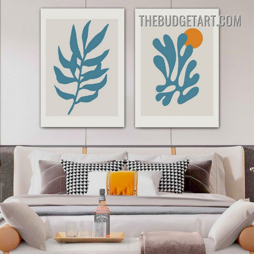Leaves Stains Abstract Modern 2 Piece Canvas Wall Art Prints for Room Getup