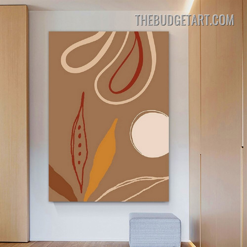Winding Line Leaves Abstract Scandinavian Painting Picture Canvas Art Print for Room Wall Molding