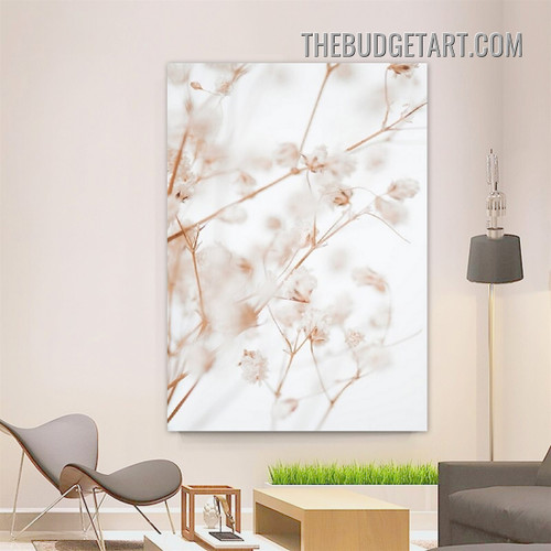 White Flowers Floral Modern Painting Picture Canvas Wall Art Print for Room Adornment