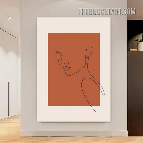 Winding Line Face Abstract Painting Picture Scandinavian Wall Art Canvas Print for Room Trimming