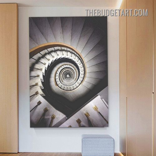 Curved Stairs Modern Painting Picture Canvas Wall Art Print for Room Tracery