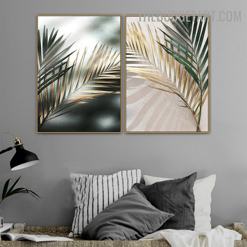 Palm Leaflets Botanical Modern Painting Picture Canvas Print for Room Wall Tracery
