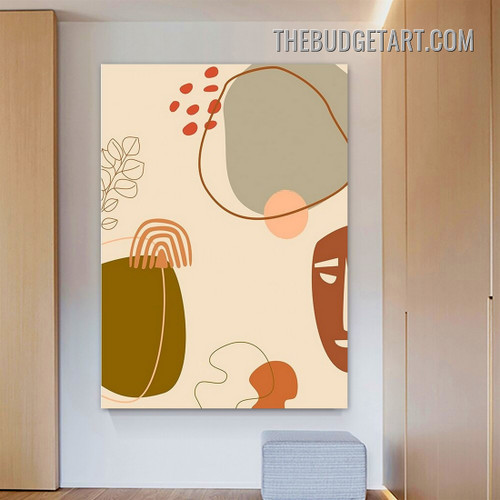 Spots Curved Lines Abstract Scandinavian Painting Picture Canvas Wall Art Print for Room Molding