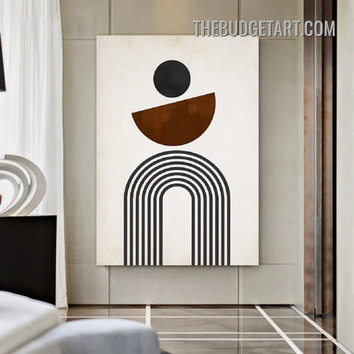 Winding Lines Circle Abstract Geometric Modern Painting Picture Canvas Wall Art Print for Room Flourish