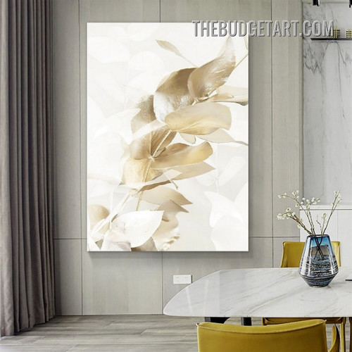 Golden Eucalyptus Foliage Abstract Modern Painting Picture Canvas Art Print for Room Wall Finery