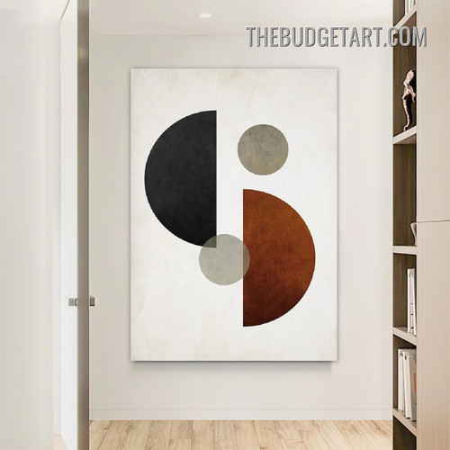 Semi Orbs Abstract Geometric Modern Painting Picture Canvas Wall Art Print for Room Illumination