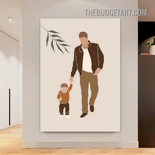 Dad Son Abstract Figure Scandinavian Painting Picture Canvas Art Print or Room Wall Decoration