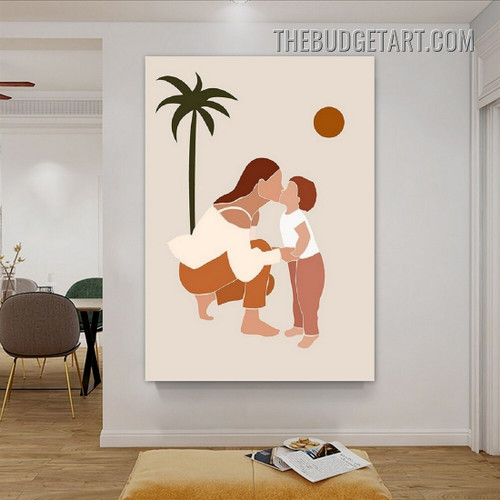 Mother Love Kids Abstract Figure Scandinavian Painting Picture Canvas Art Print for Room Wall Molding