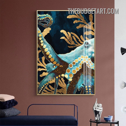 Octopus Abstract Sea Animal Modern Painting Picture Canvas Wall Art Print for Room Embellishment