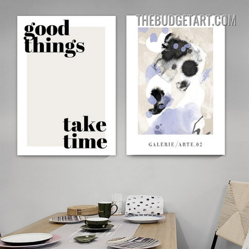 Good Things Typography Vintage Painting Picture 2 Piece Canvas Wall Art Prints for Room Molding