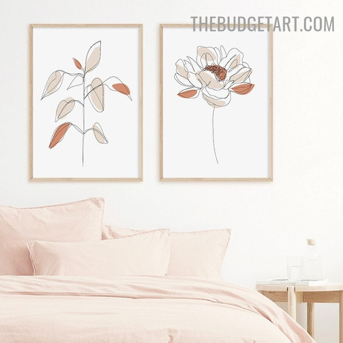 Rosebush Abstract Botanical Minimalist Modern Painting Pic Canvas Print for Room Wall Illumination 