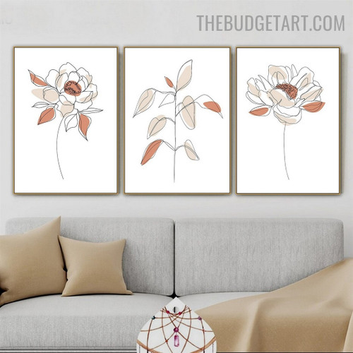 Rosette Petals Abstract Botanical Minimalist Modern Painting  Image  Canvas Print for Room Wall Ornament 