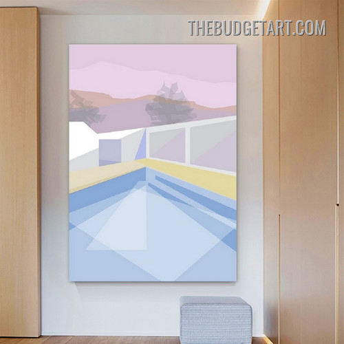 Swimming Pull Architecture Modern Painting Picture Canvas Wall Art Print for Room Embellishment