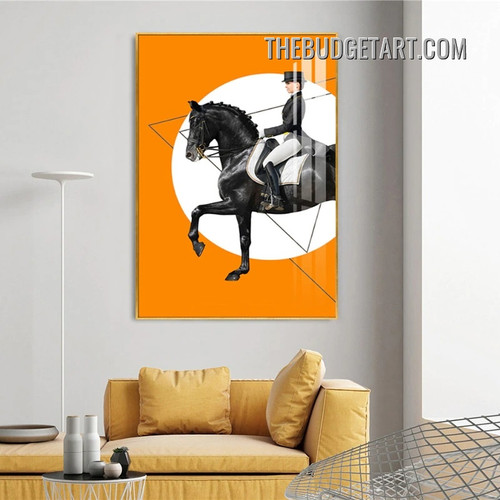 Black Horse Animal Modern Painting Picture Canvas Art Print for Room Wall Outfit