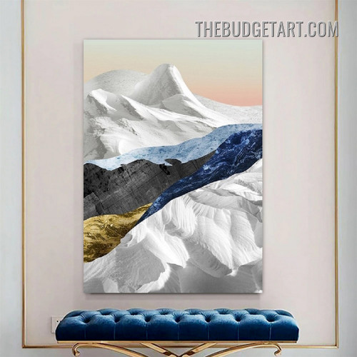 Ice Mountain Abstract Landscape Modern Painting Picture Canvas Wall Art Print for Room Drape