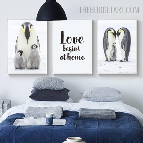 Love Begins Quote Bird Modern Artwork Pic Canvas Print for Room Wall Drape