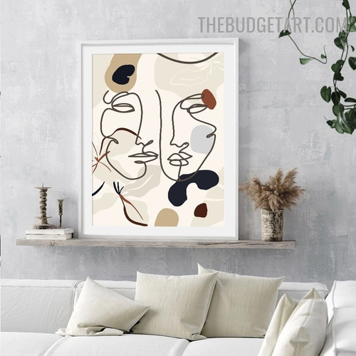 Loving Kisses Abstract Nordic Minimalist Contemporary Painting Photo Canvas Print for Room Wall Tracery