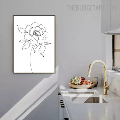 Streak Rose Leafage Abstract Botanical Minimalist Modern Painting Picture Canvas Print for Room Wall Moulding
