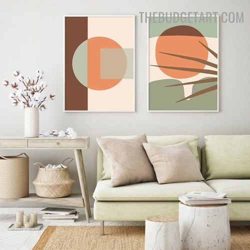 Curve Figure Abstract Geometrical Minimalist Modern Painting Image Canvas Print for Room Wall Ornament