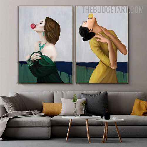 Damsel Abstract Figure Contemporary Painting Image Canvas Print for Room Wall Molding