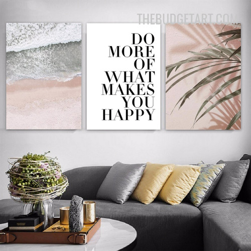 What Makes You Happy Quotes Modern Painting Picture 3 Panel Canvas Wall Art Prints for Room Illumination