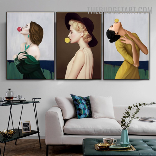 Mademoiselles Abstract Contemporary Figure Modern Painting Image Canvas Print for Room Wall Finery