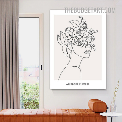 Flowers On Face Abstract Scandinavian Painting Picture Canvas Art Print for Room Wall Illumination