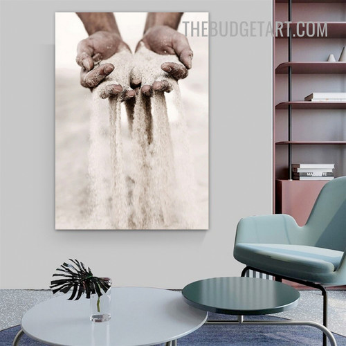 Two Hands Falling Clay Figure Scandinavian Painting Picture Canvas Art Print for Room Wall Arrangement