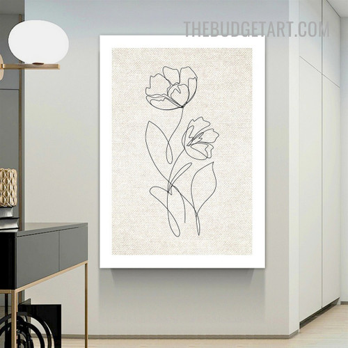 Line Flowers Abstract Floral Scandinavian Painting Picture Canvas Art Print for Room Wall Disposition
