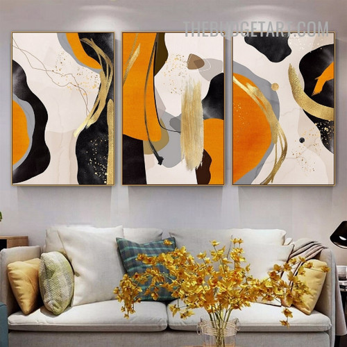 Multicolor Stigmas Abstract Modern Painting Picture 3 Piece Canvas Art Prints for Room Wall Equipment