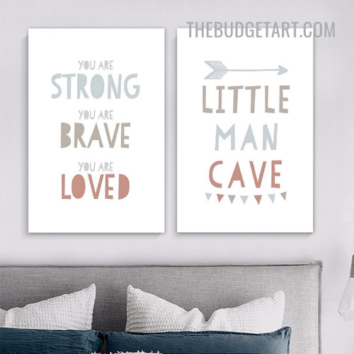 Little Man Typography Modern Painting Picture 2 Piece Canvas Art Prints for Room Wall Decoration