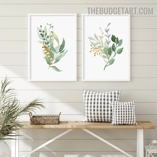 Buds Leaflets Abstract Botanical Modern Painting Photo Canvas Print for Room Wall Molding