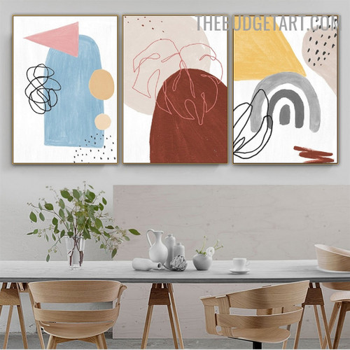 Rainbow Leaflet Abstract Scandinavian Modern Painting Image Canvas Print for Room Wall Onlay