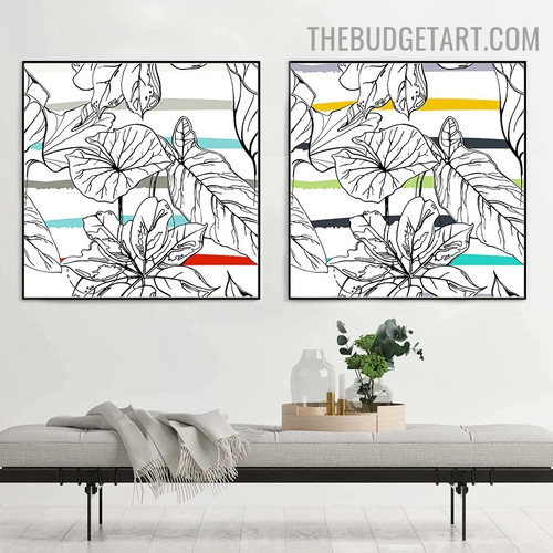 Tropical Leaves Abstract Botanical Modern Painting Picture Canvas Print for Room Wall Equipment
