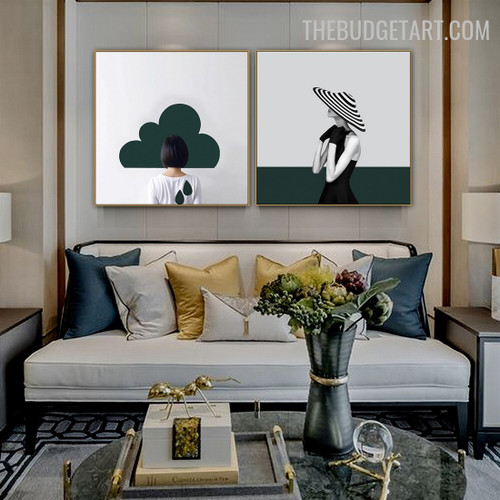 Green Cloud Abstract Fashion Modern Painting Image Canvas Print for Room Wall Finery