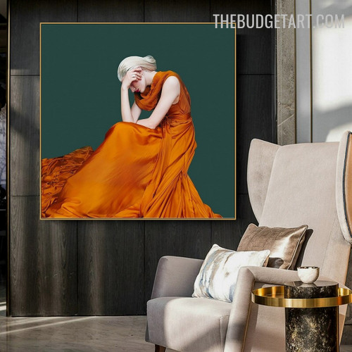 Salmon Habiliment Abstract Fashion Modern Painting Image Canvas Print for Room Wall Arrangement