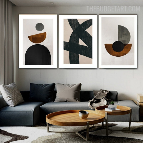 Half Pellet Abstract Geometrical Modern Painting Image Canvas Print for Room Wall Getup