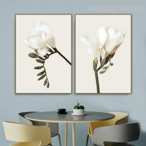 Freesia Buds Abstract Botanical Modern Painting Image Canvas Print For Room Wall Arrangement