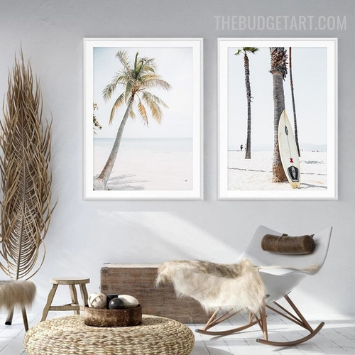 Beach Surfboard Abstract Landscape Modern Painting Image Canvas Print for Room Wall Drape
