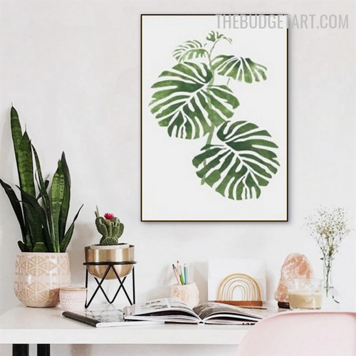 Monstera Leaflets Abstract Scandinavian Floral Modern Painting Picture Canvas Print for Room Wall Ornament