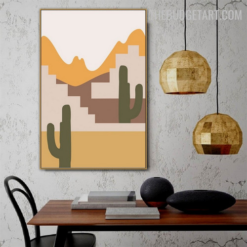 Saguaro Cactus Abstract Landscape Modern Painting Image Canvas Print for Room Wall Garnish