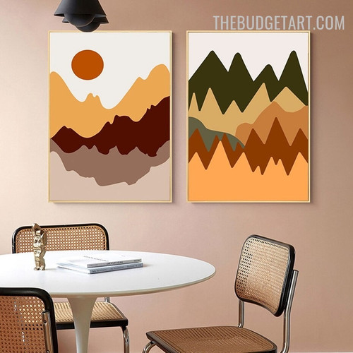 Hills Reflection Abstract Landscape Modern Painting Photo Canvas Print for Room Wall Adornment
