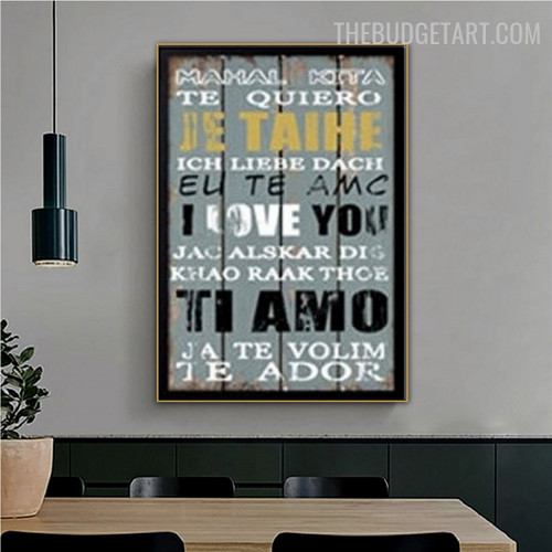 Love Abstract Typography Modern Painting Photograph Canvas Print for Room Wall Getup