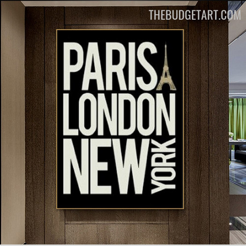 Paris Abstract Typography Modern Painting Photograph Canvas Print for Room Wall Illumination