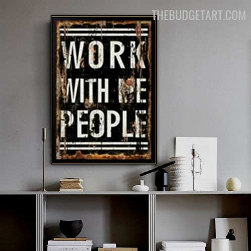 People Work Abstract Typography Modern Painting Photograph Canvas Print for Room Wall Assortment 