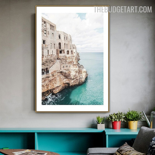 Polignano Abstract Landscape Modern Painting Photo Canvas Print for Room Wall Flourish