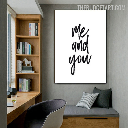 Me And You Abstract Typography Modern Painting Image Canvas Print for Room Wall Drape