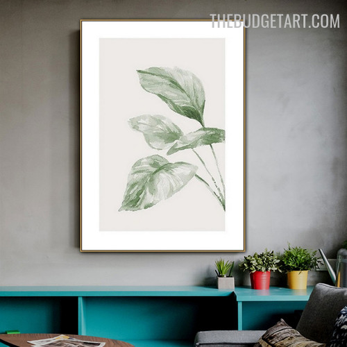 Greeny Leafage Abstract Watercolor Modern Painting Picture Canvas Print for Room Wall Embellishment